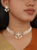 Gold Plated Faux Polki Necklace Set - PK-S400
