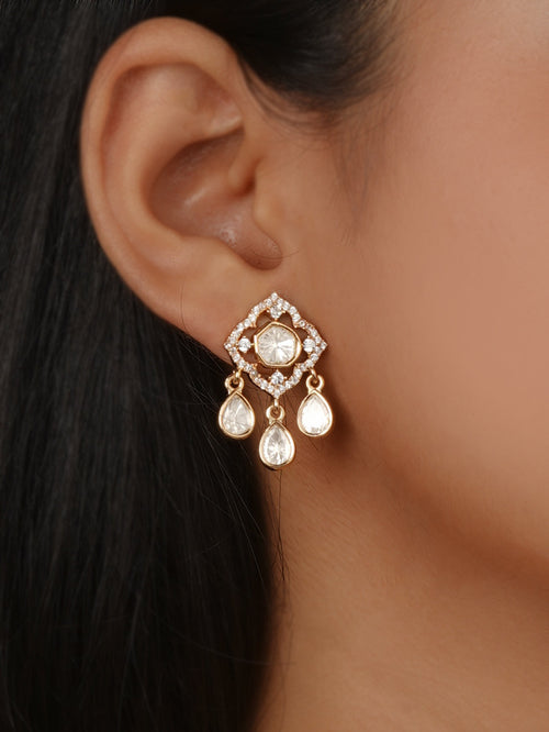 Gold Plated Faux Polki Necklace Set - PK-S400