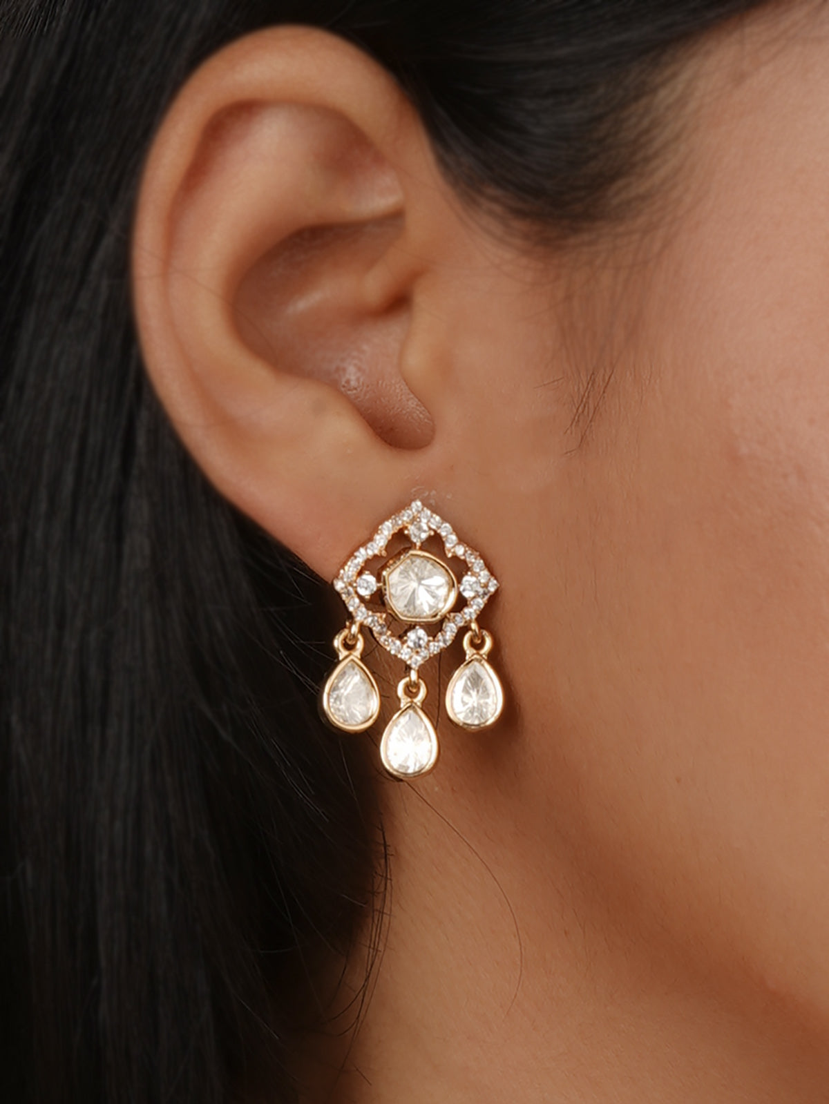 Gold Plated Faux Polki Necklace Set - PK-S400