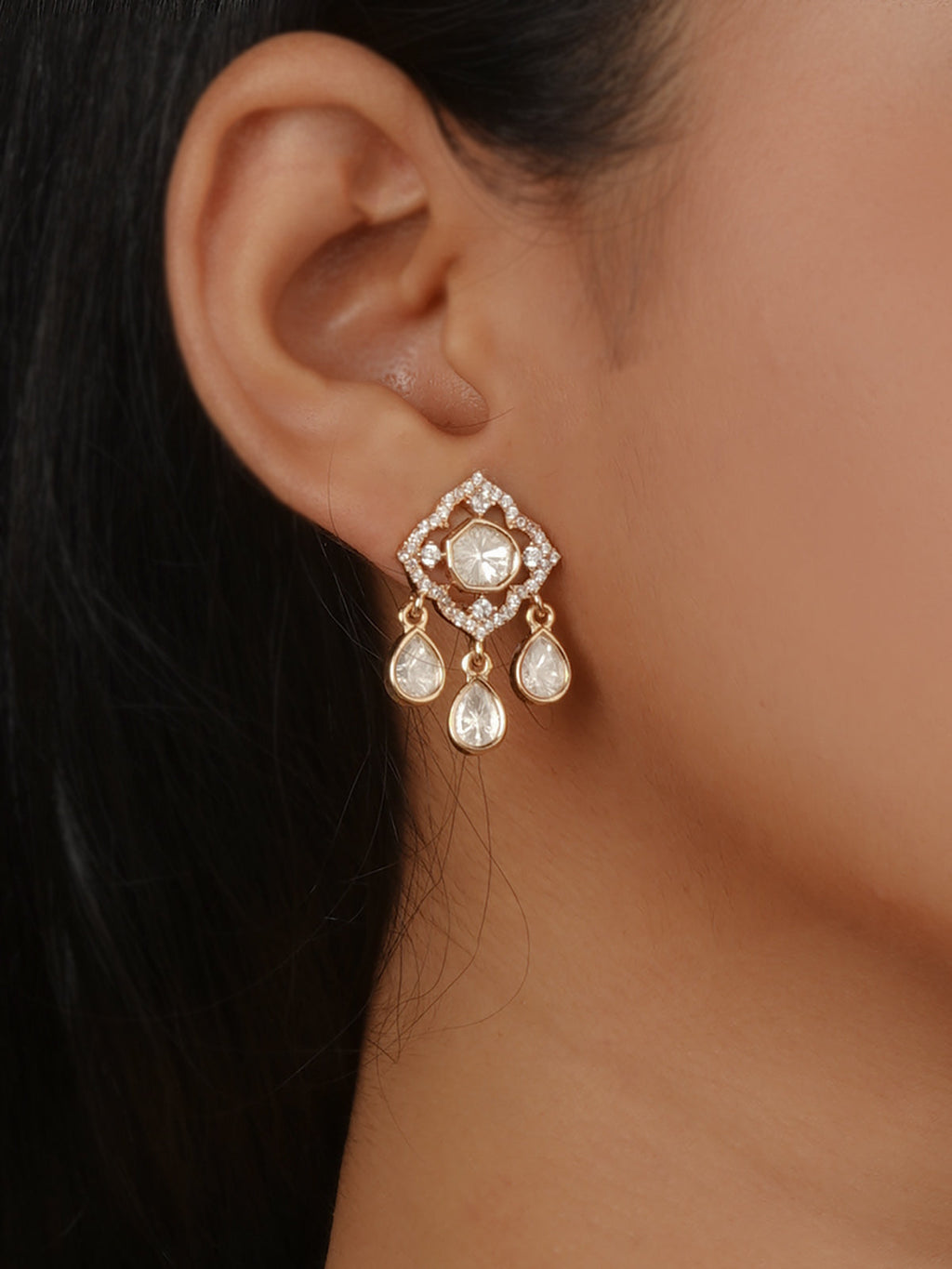 Gold Plated Faux Polki Necklace Set - PK-S400