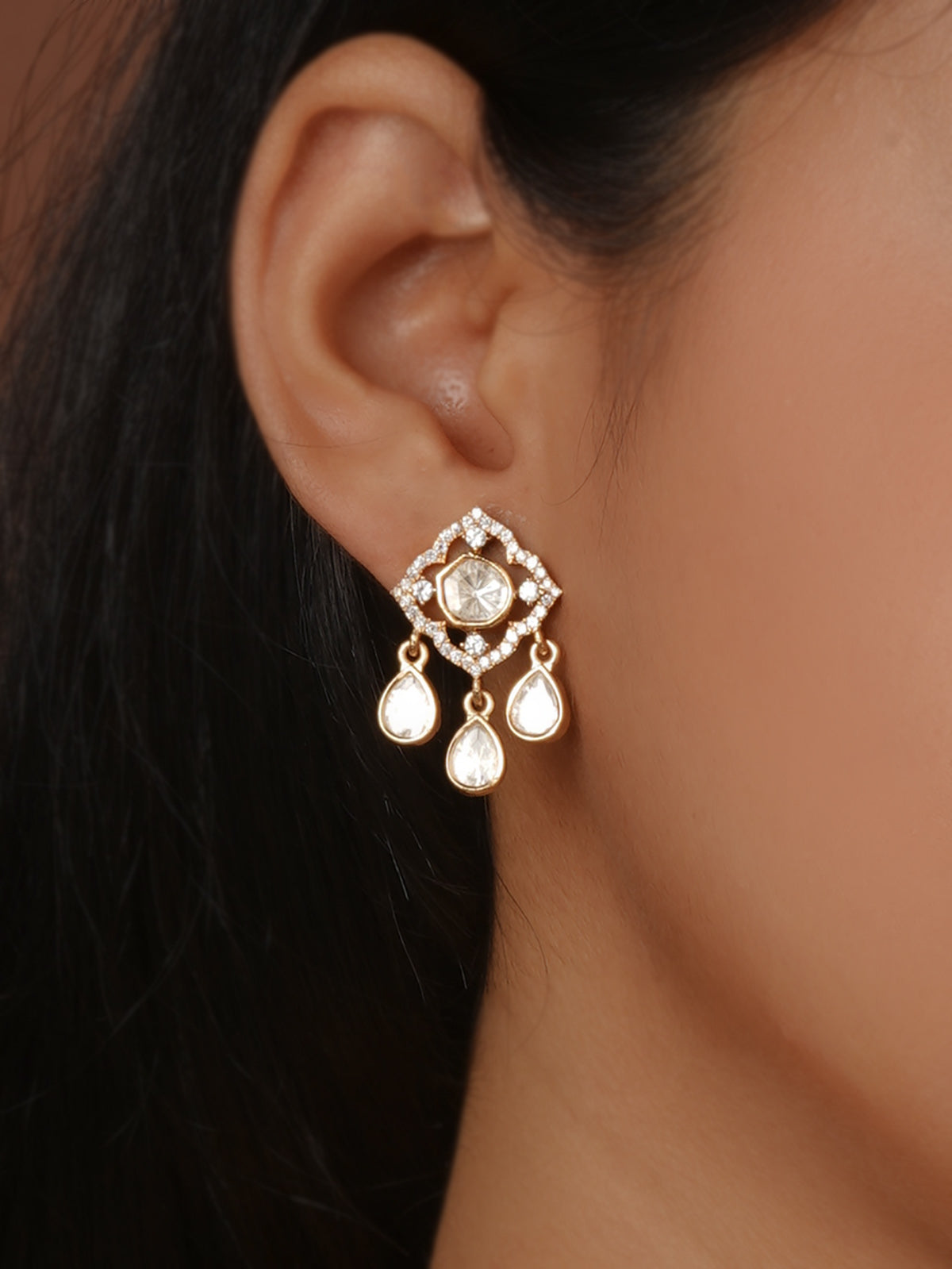 Gold Plated Faux Polki Necklace Set - PK-S400