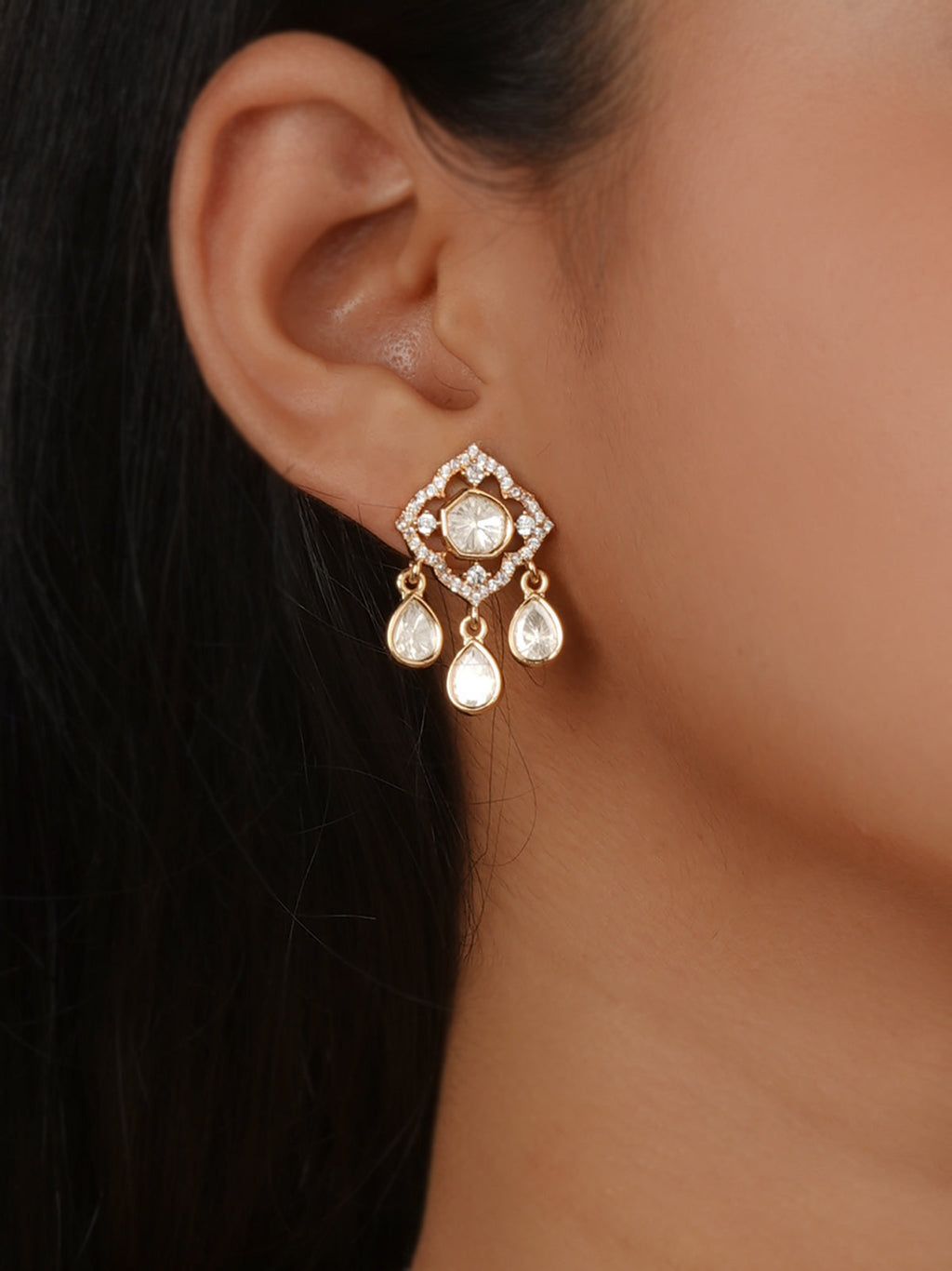 Gold Plated Faux Polki Necklace Set - PK-S400