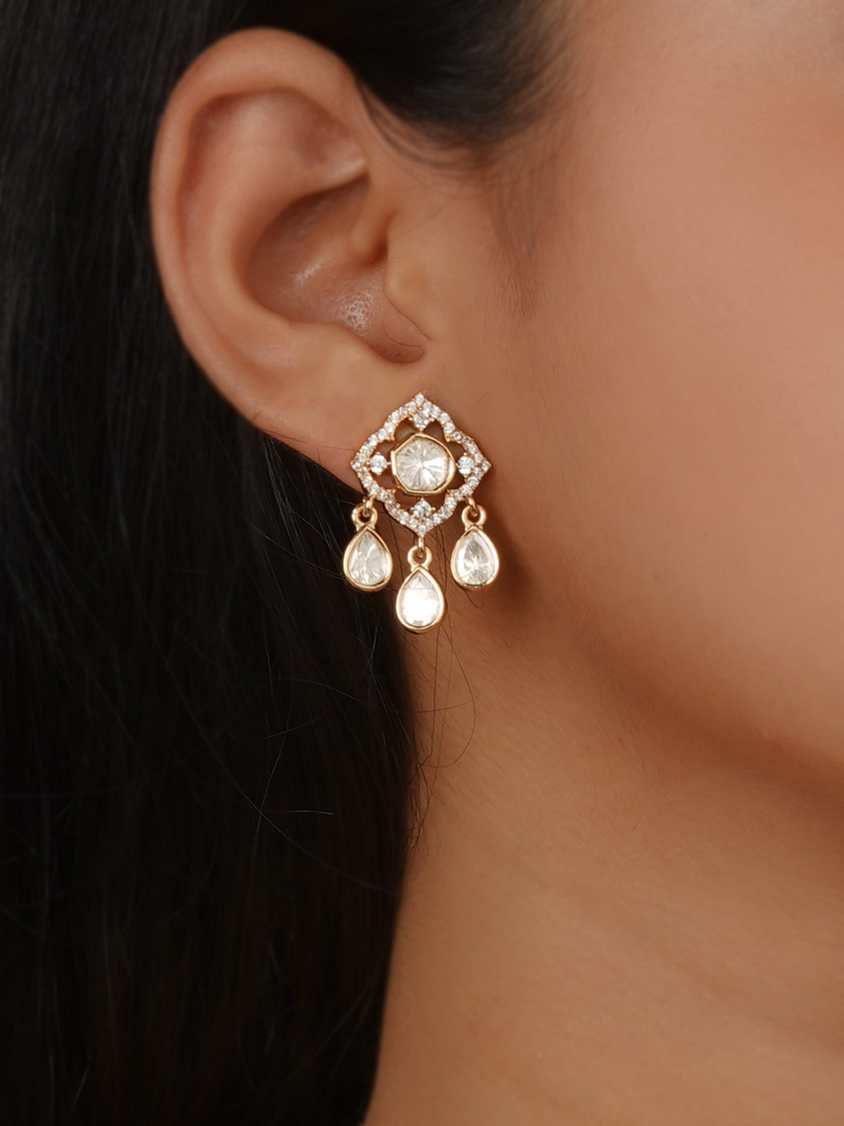 Gold Plated Faux Polki Necklace Set - PK-S400