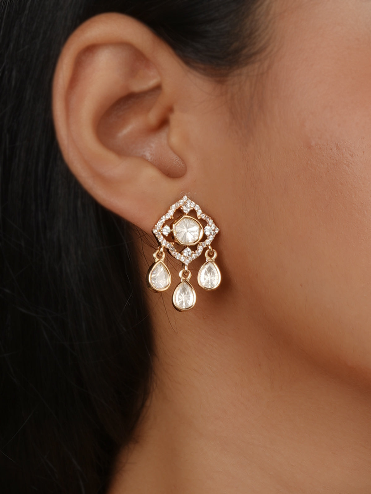 Gold Plated Faux Polki Necklace Set - PK-S400