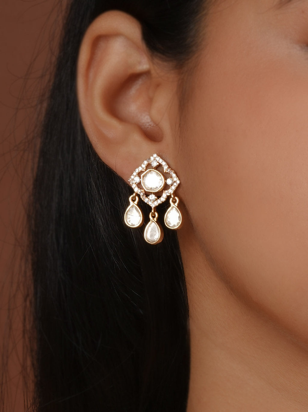 Gold Plated Faux Polki Necklace Set - PK-S400