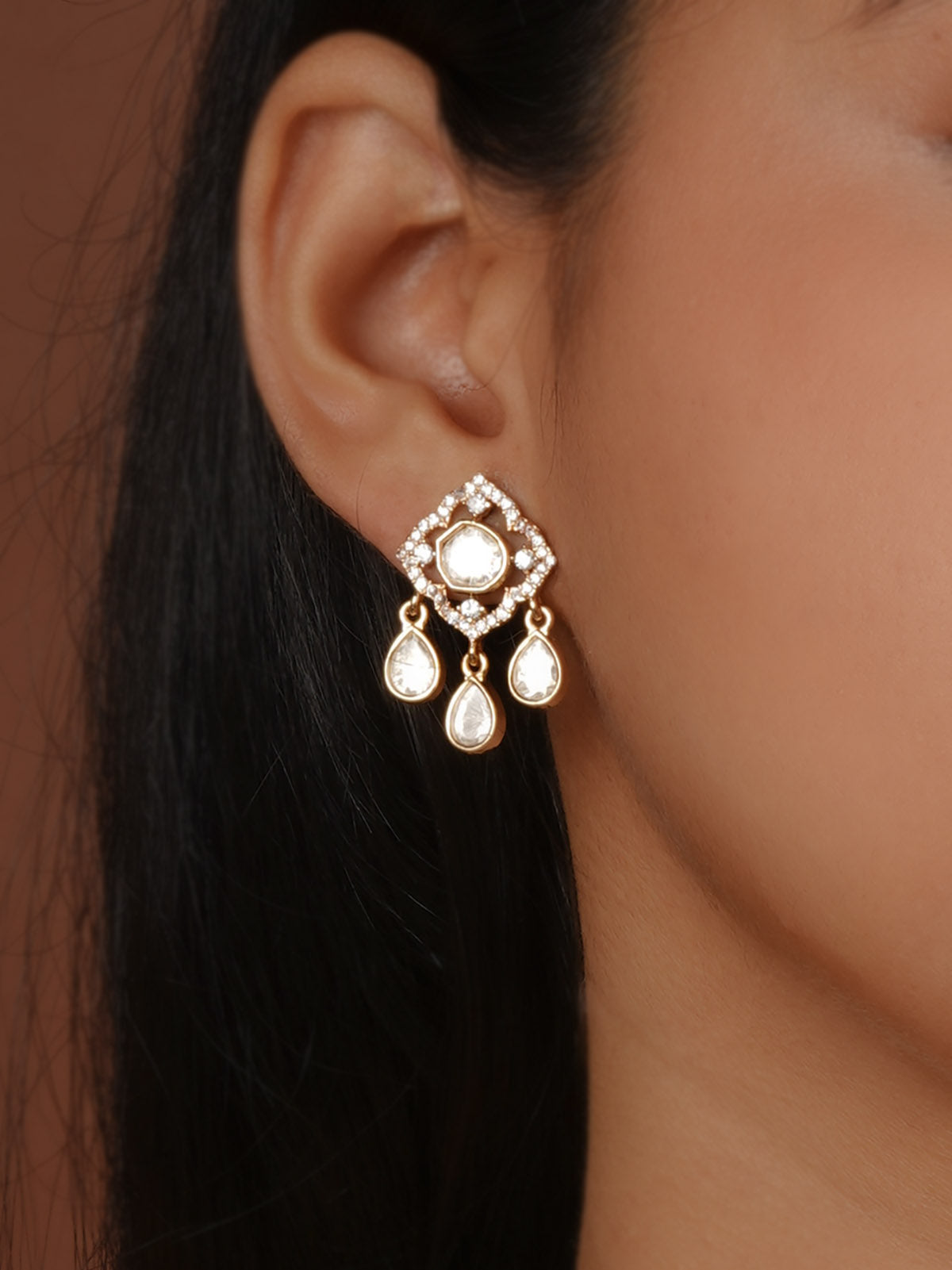 Gold Plated Faux Polki Necklace Set - PK-S400