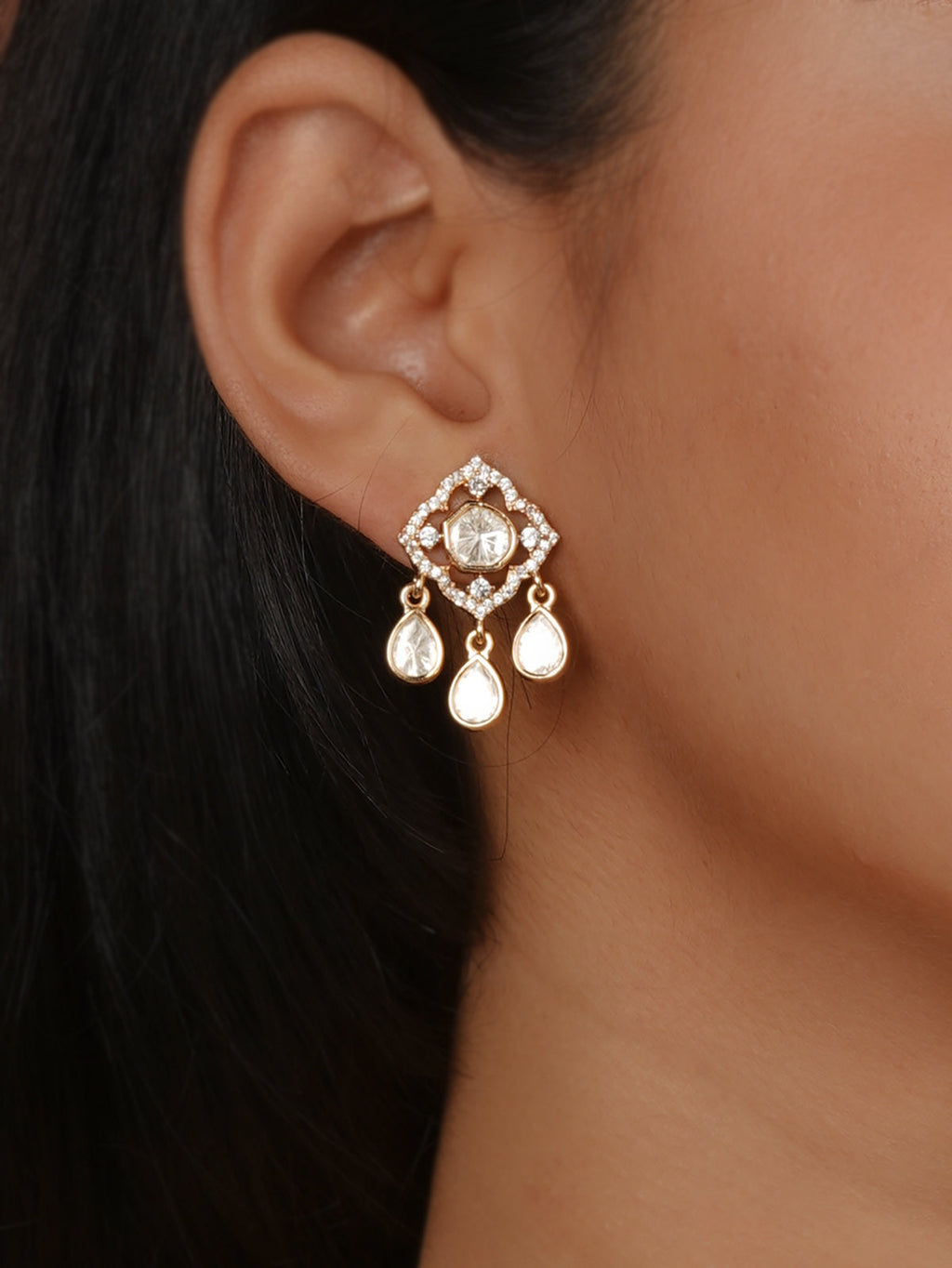 Gold Plated Faux Polki Necklace Set - PK-S400