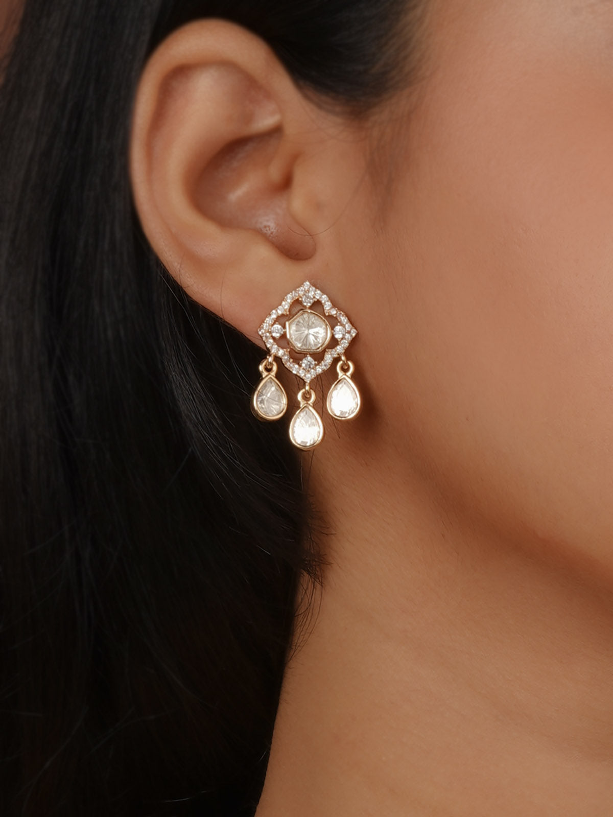 Gold Plated Faux Polki Necklace Set - PK-S400