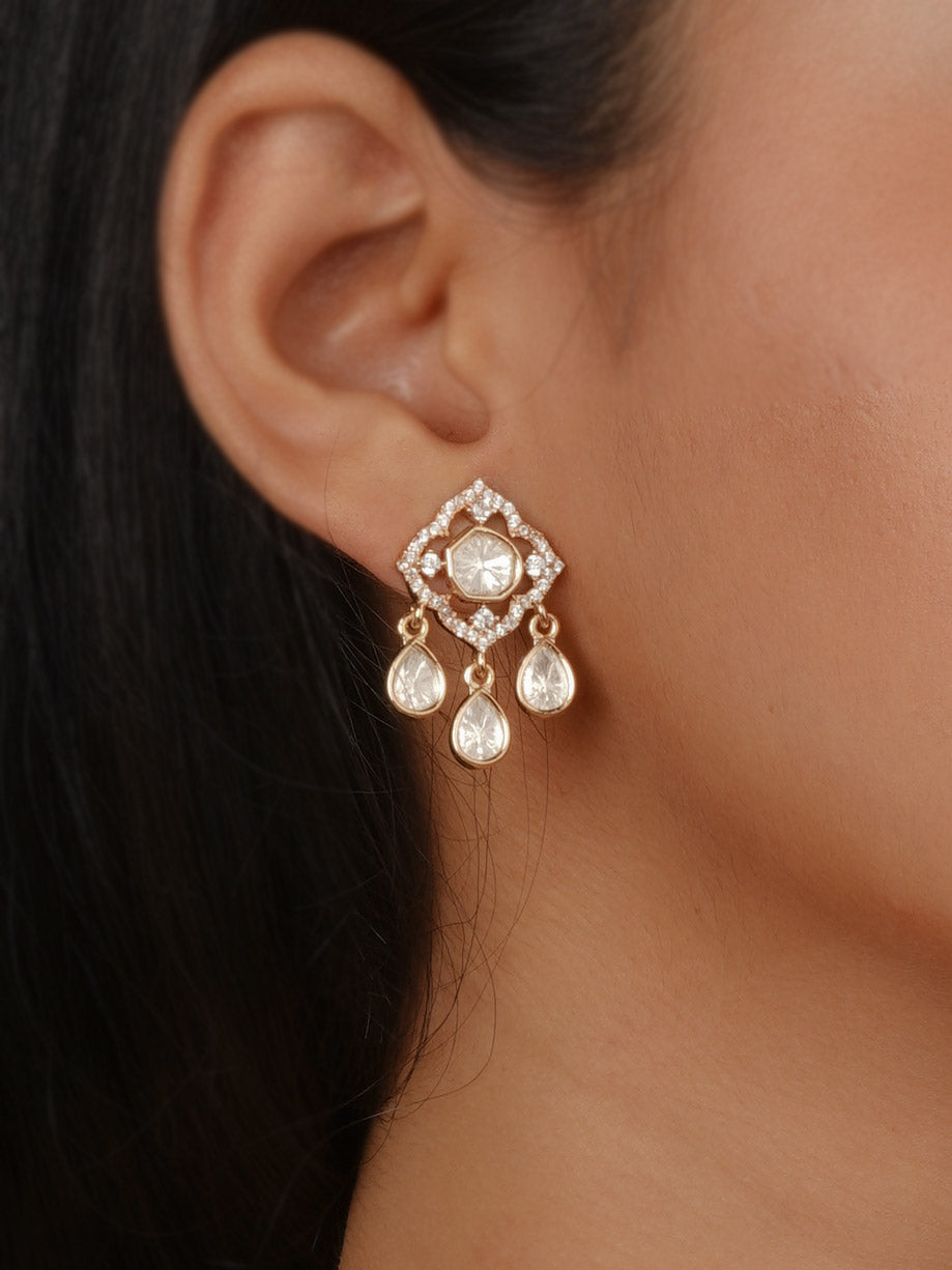 Gold Plated Faux Polki Necklace Set - PK-S400