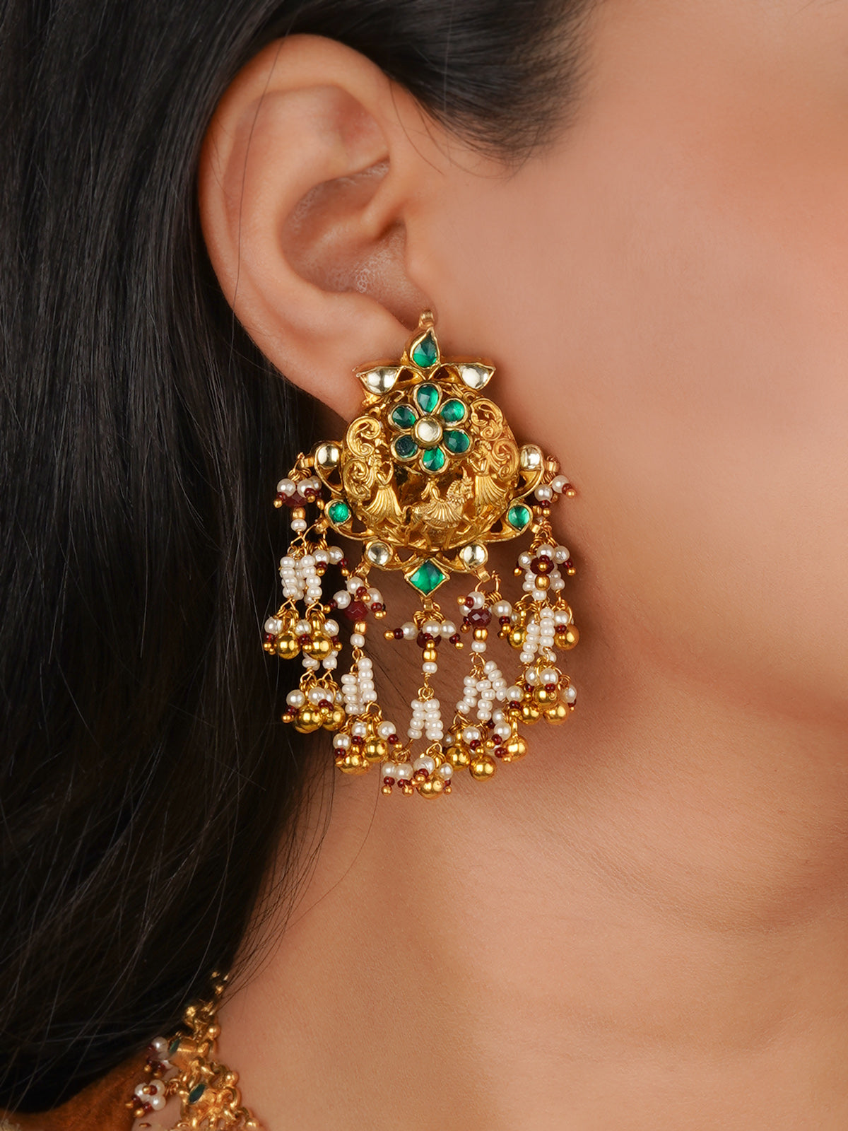 Gold Plated Temple Necklace Set - TMPSET1120