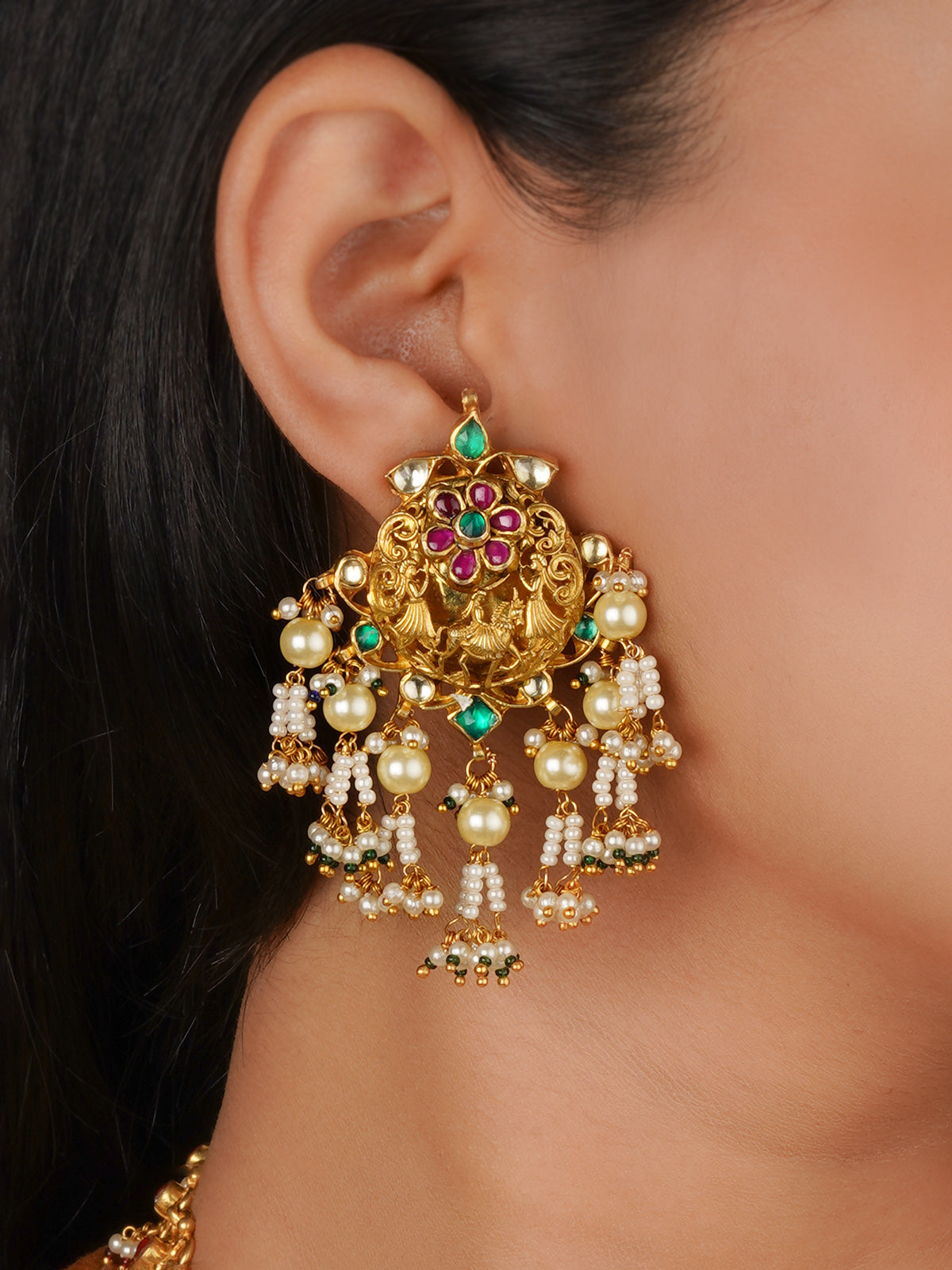 Gold Plated Temple Necklace Set - TMPSET1120